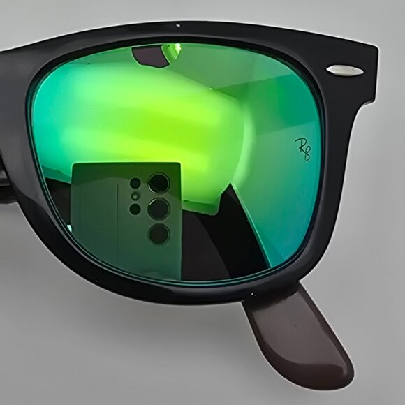 *SOLD* Ray-Ban RB2140 1175/19 Wayfarer Black Green Frame Green Lens Sunglasses - Picture 12 of 16